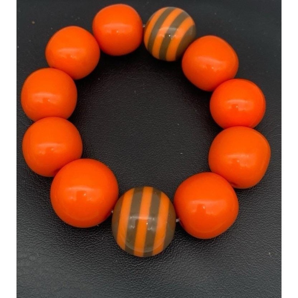 Chunky Acrylic Bright Orange Fall / Halloween Colored Bangle Stretch Bracelet